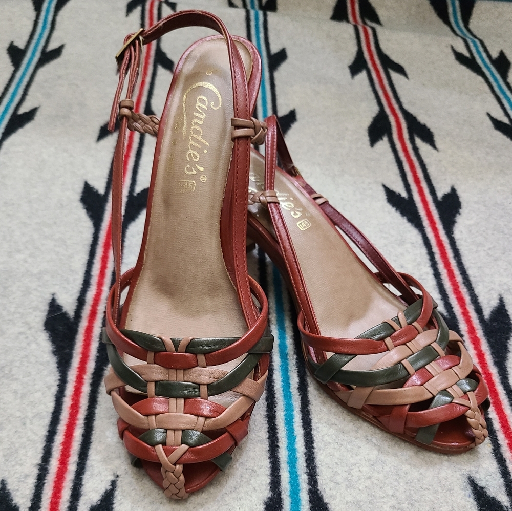 VTG Candies Woven Leather Strappy Sandals Size 8 - Picture 6 of 9